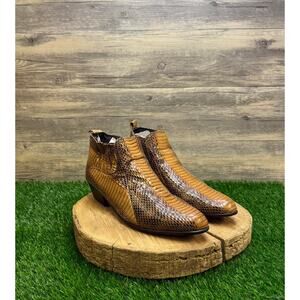 Bolano Men - Size 12 - Cognac Snake Print Ankle Zipper Boots Style Adder